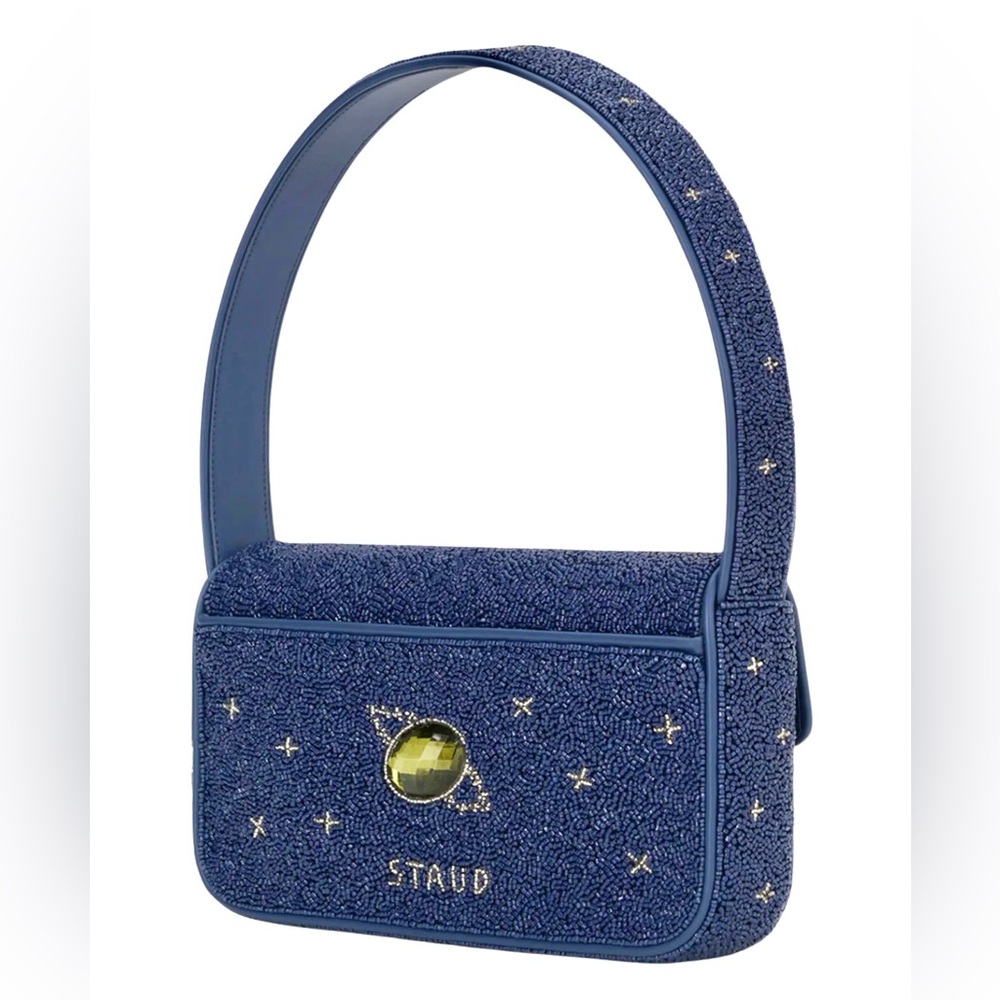 πΊπHPππΊ NWT Staud Beaded Tommy Shoulder Bag Navy Celestial π Rare π - Picture 14 of 16
